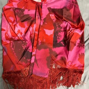 PrettyLittleThing Pink and Red Floral wrap skirt